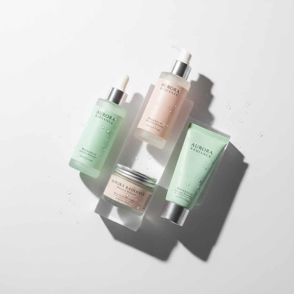 Skincare set, clean studio white