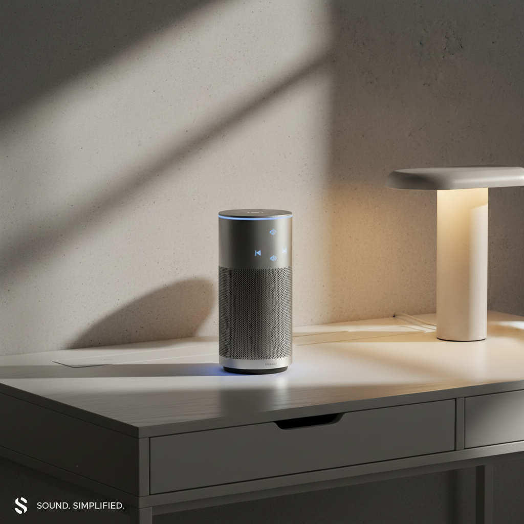 Smart speaker on a clean desk