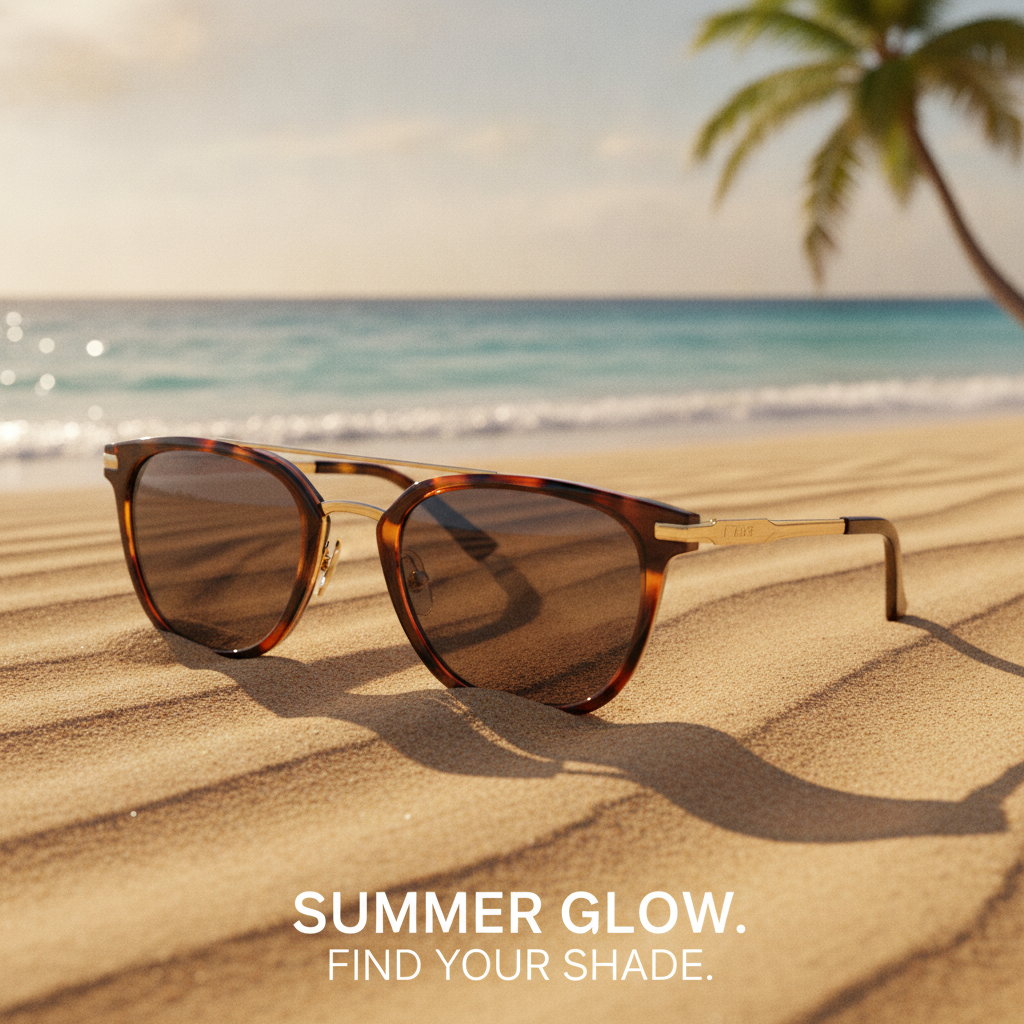 Sunglasses, sunny beach summer